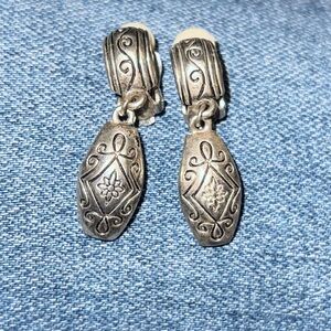Brighton Silver-Tone Floral Drop Earrings—clip-on